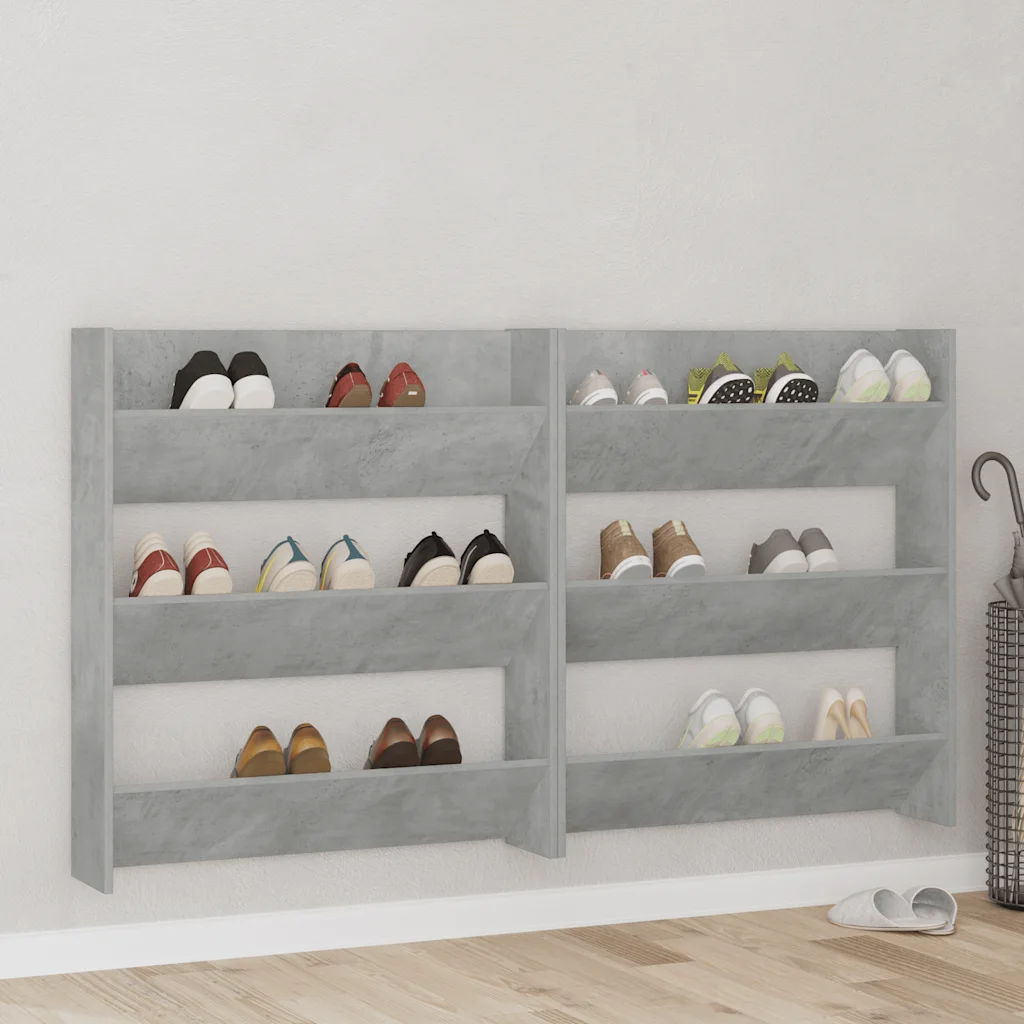 VidaXL Wall Shoe Cabinet Concrete Grey 80x18x90 cm Chipboard