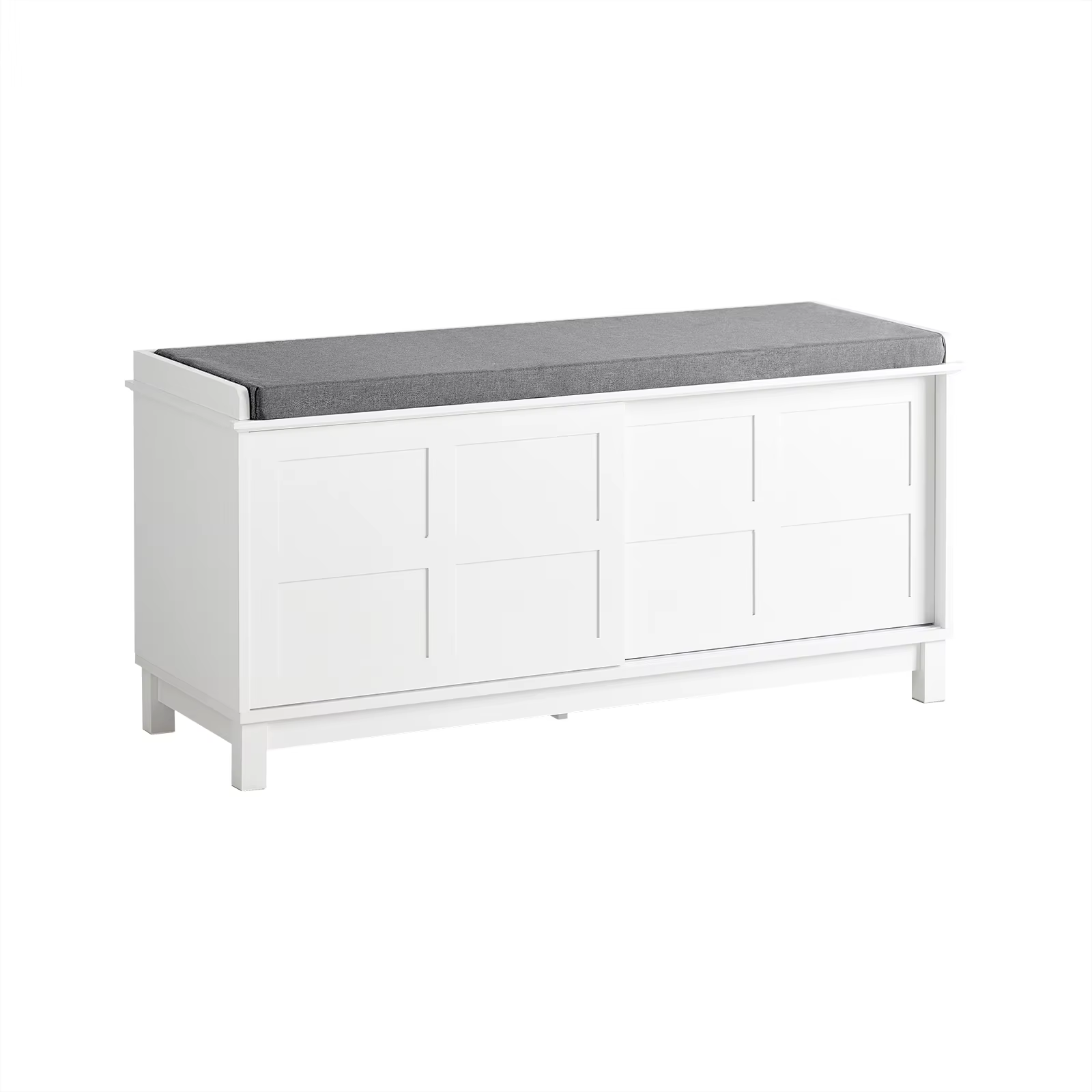 SOBUY FSR86-WShoe Bench Shoe Cabinet &2 Sliding Doors and Seat Cushion