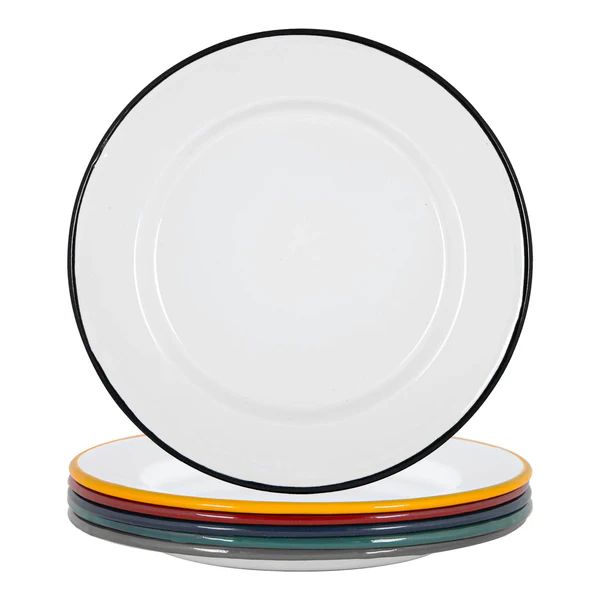 Argon Tableware 25.5cm White Enamel Dinner Plates | Pack of Six | By Argon Tableware