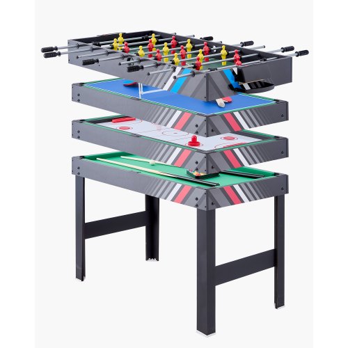 VEVOR 4-in-1 Combo Game Table Set, 48" Air Hockey Table, Multi Combination Table with Air Hockey, Pool Billiard, Foosball, Ping Pong, Pushers & Pucks,