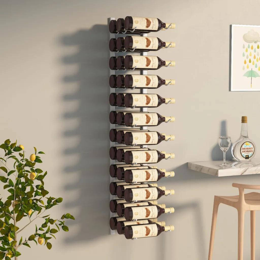 VidaXL Wall Mounted Wine Rack for 36 Bottles White Iron