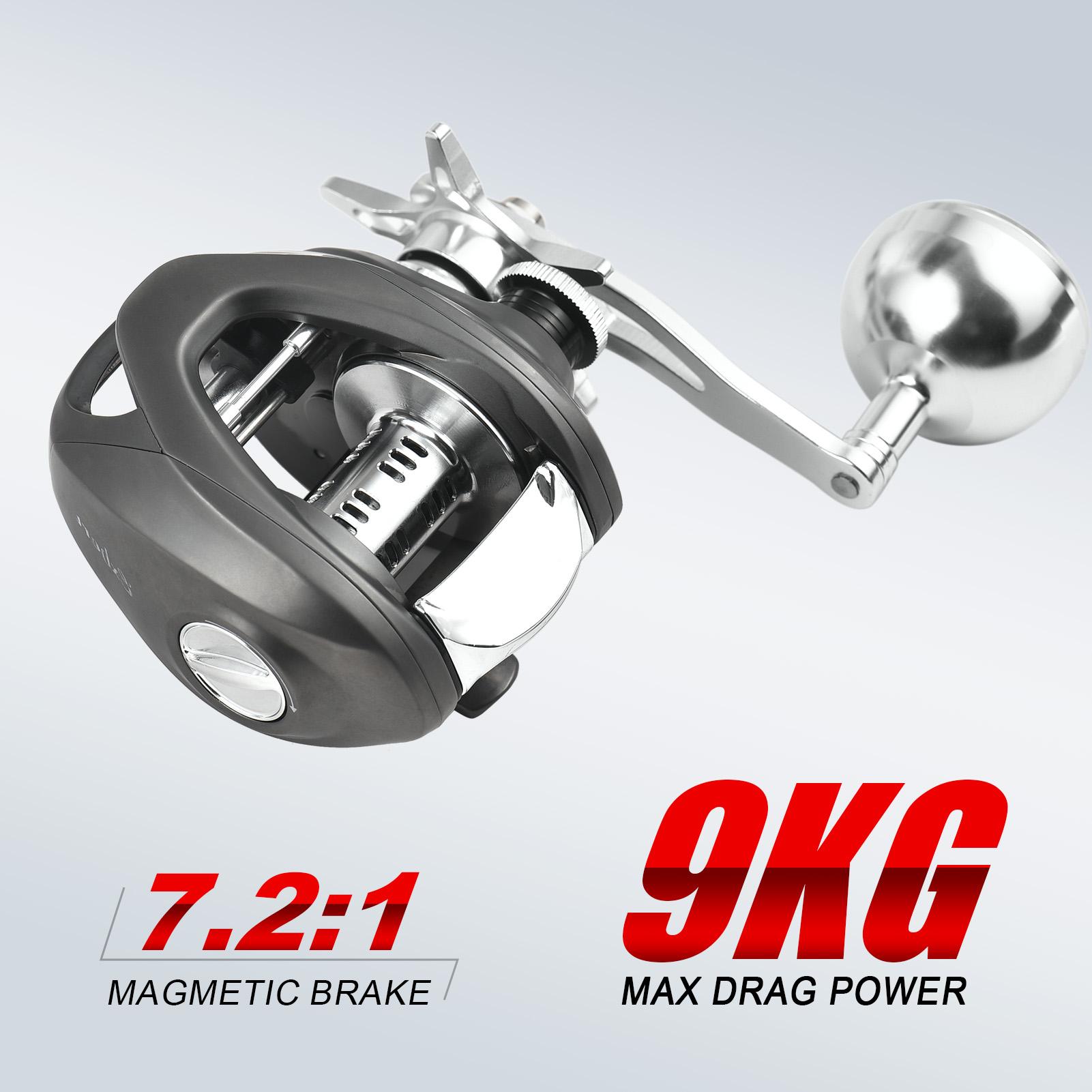 GoolRC 10+1BB Baitcaster Reels 7.2:1 Gear Ratio Magnetic Brake Baitcasting Reels 15kg Max Drag Fishing Reel Left Hand