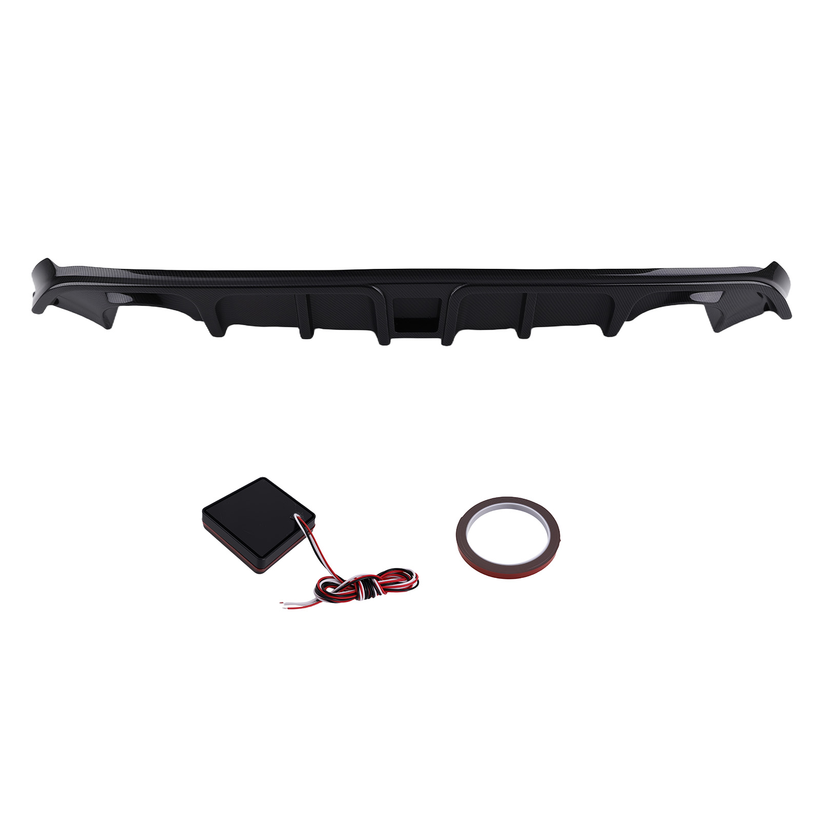 MaXpeedingrods Carbon Fiber Rear Bumper Diffuser Lip Compatible For Infiniti Q60 2017-2022 W/ Led Light