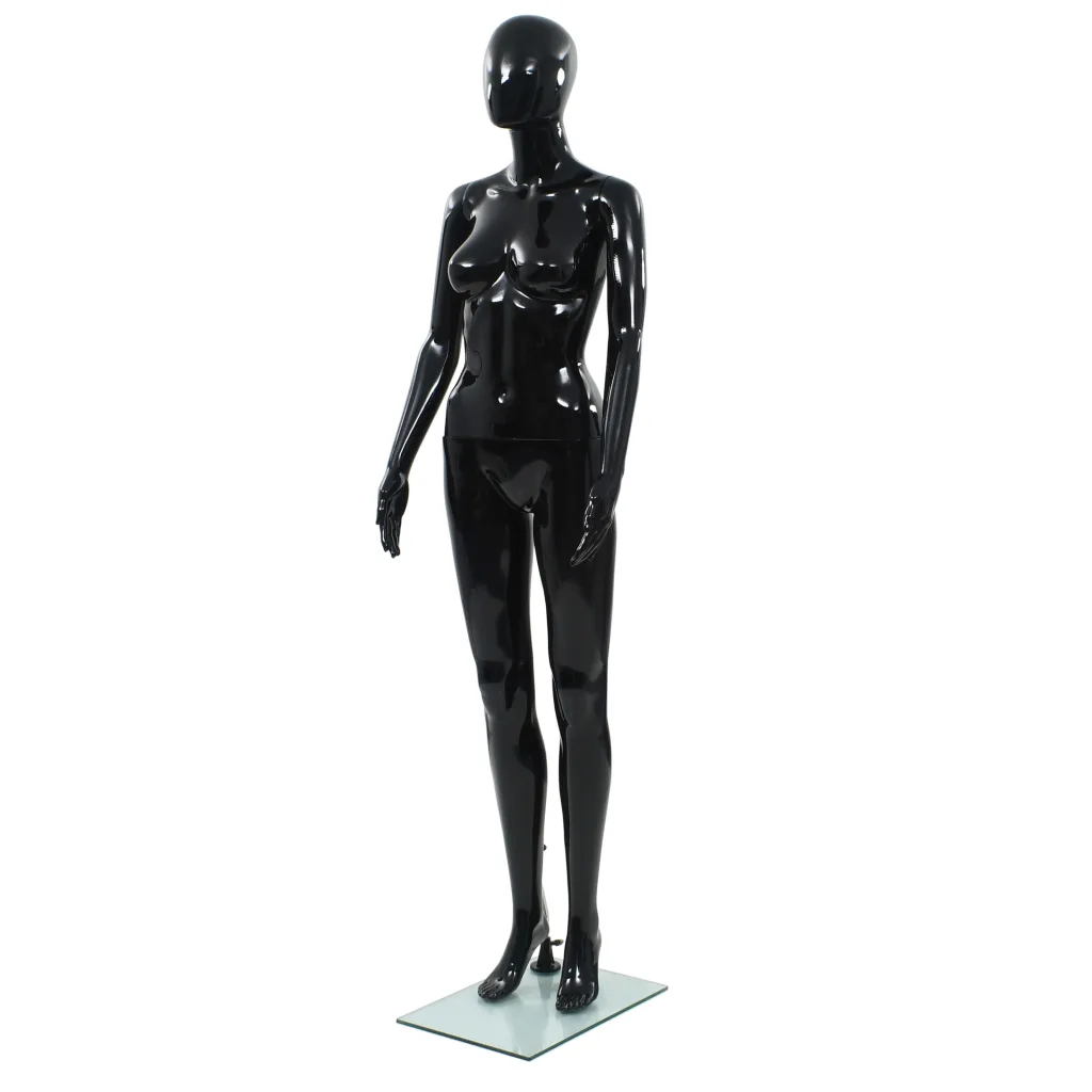 VidaXL Full Body Female Mannequin with Glass Base Glossy Black 175 cm