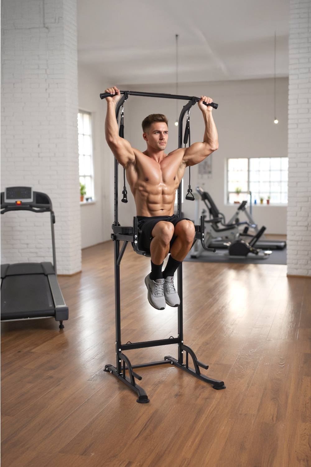 Living And Home Extra Height Adjustable Power Tower Dip Station Pull Up Bar