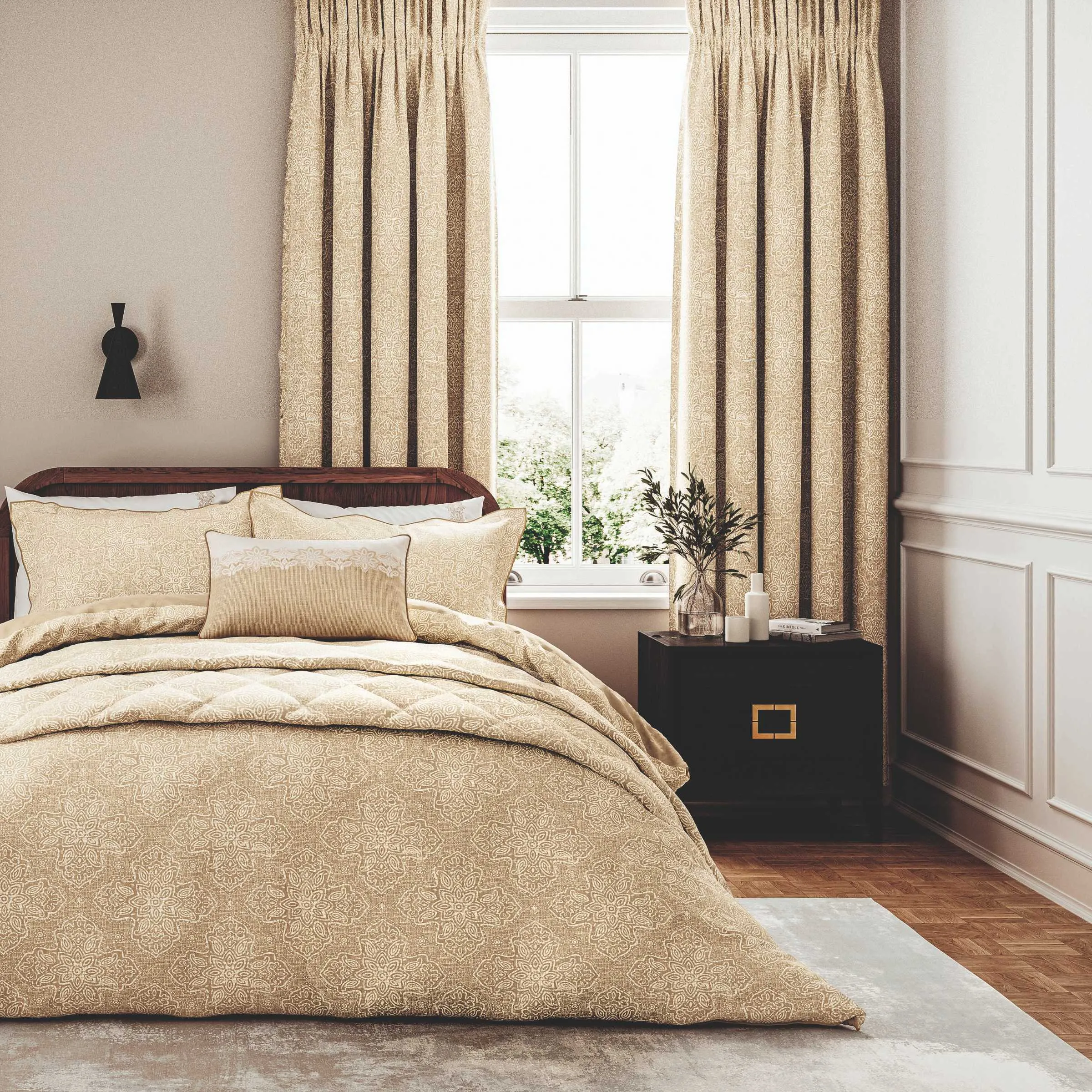 1951 Layla Lined Curtains 66" x 72", Soft Gold