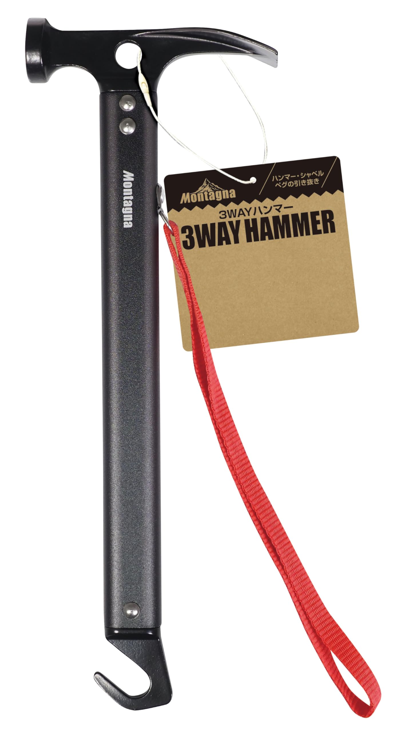 montagna 3WAY hammer peg remover black W11 x D4 x H31cm 4554 (hammer shovel) approx. black