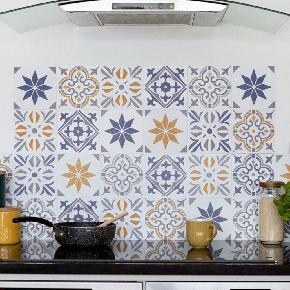 D-C-Fix Alia Blue Self-Adhesive Vinyl Wall Tiles Pack Of 6 (0.14Sqm)