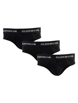 Glenmuir Mens 3 Pack Glenmuir Cotton Briefs Black M