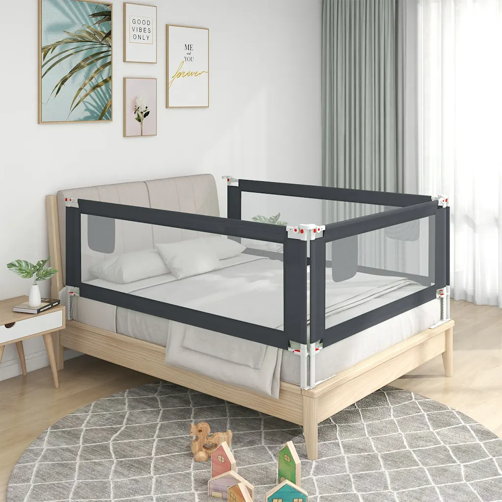 VidaXL Toddler Safety Bed Rail Dark Grey 90x25 cm Fabric
