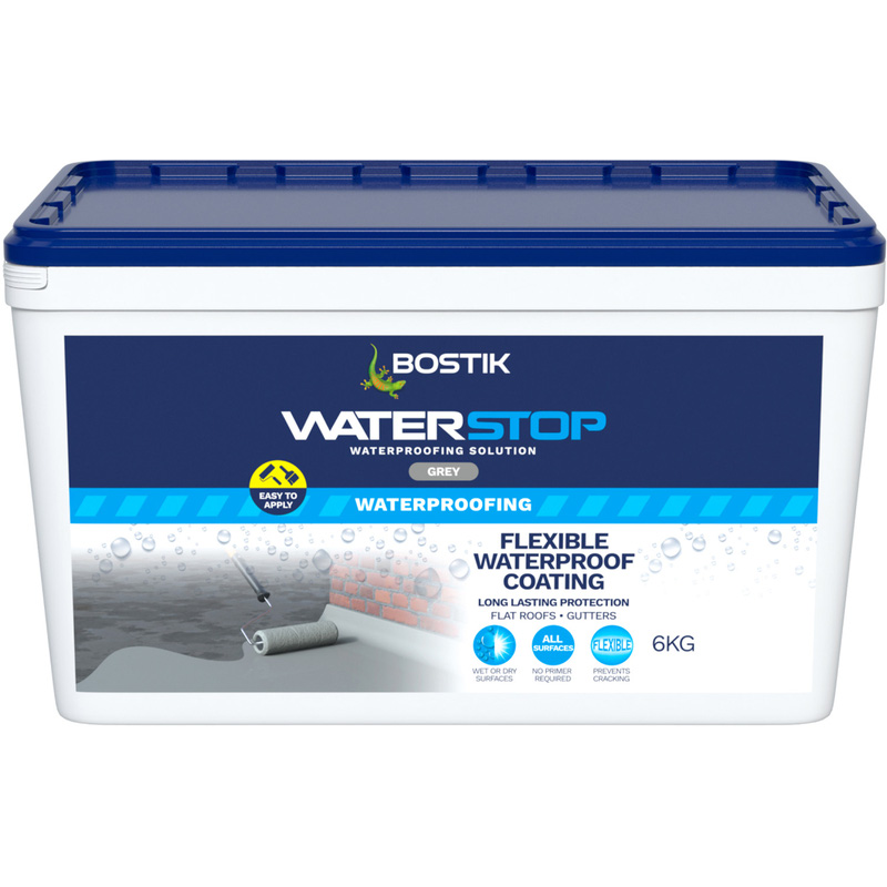 Bostik Waterstop Waterproof Coating 6kg Grey Rubber