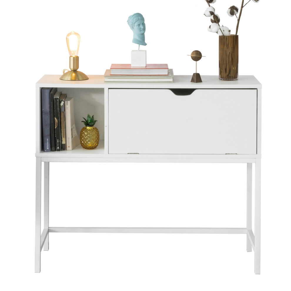 SOBUY Storage Console Table - White