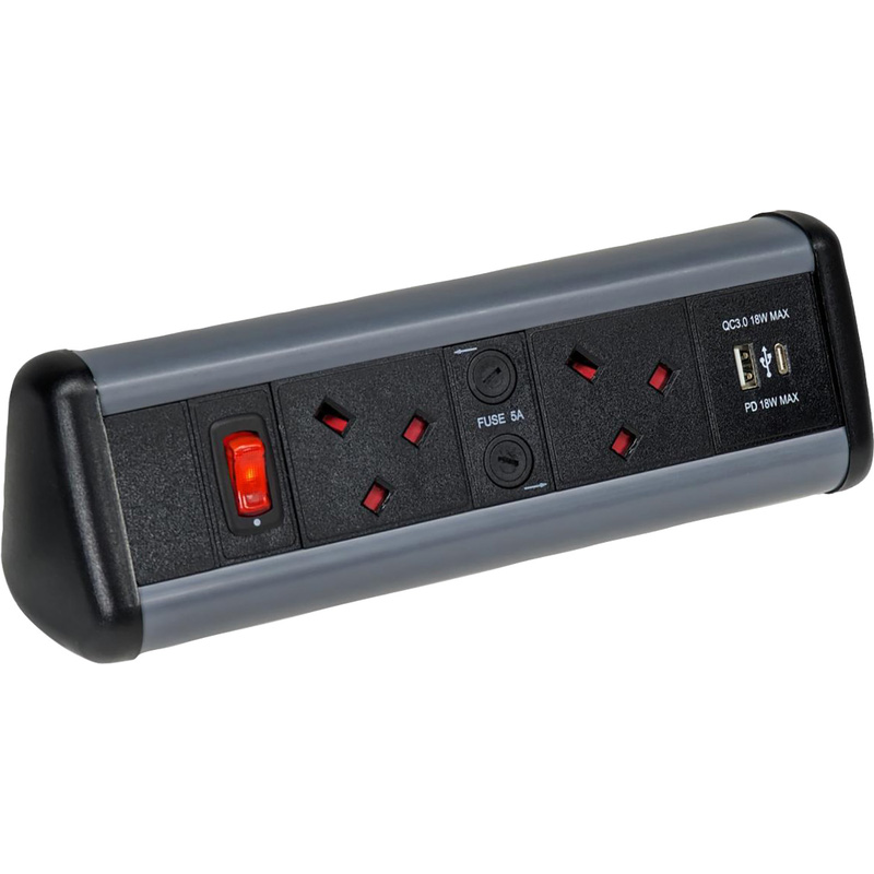 POWERDATA TECHNOLOGIES Desktop Power Outlet 2 x Sockets + 2 x USB