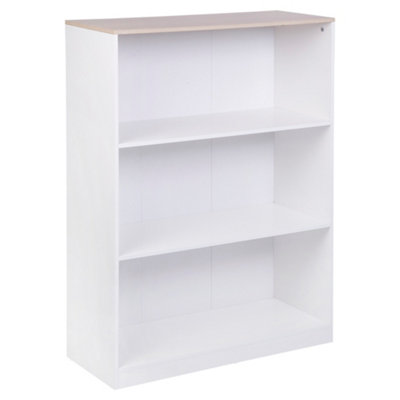 B&Q Hadwell Matt White Oak Effect 3 Shelf Rectangular Bookcase, (H)1065mm (W)800mm