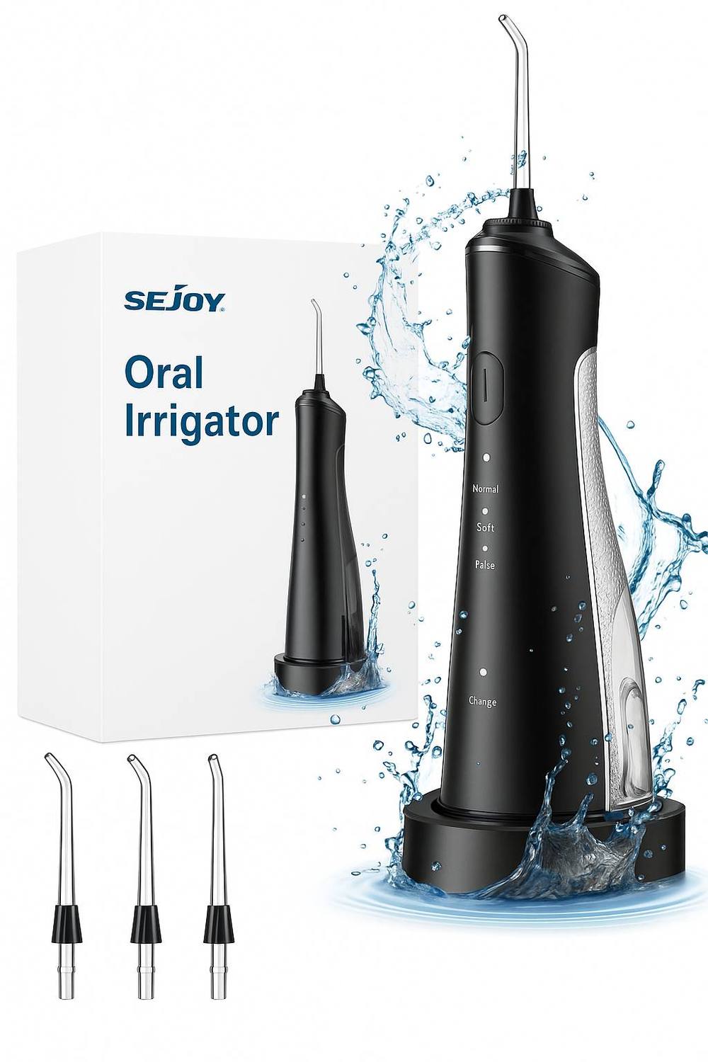 DYZI Black Cordless Dental Water Flosser TB5011 3 Modes IPX7 Rechargeable