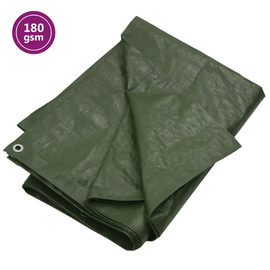 VidaXL (Green, 180 g/m² 6 x 12 m (W x L)) vidaXL Tarpaulin HDPE Tarp Ground Sheet Covering Multi Colours/Sizes/Models