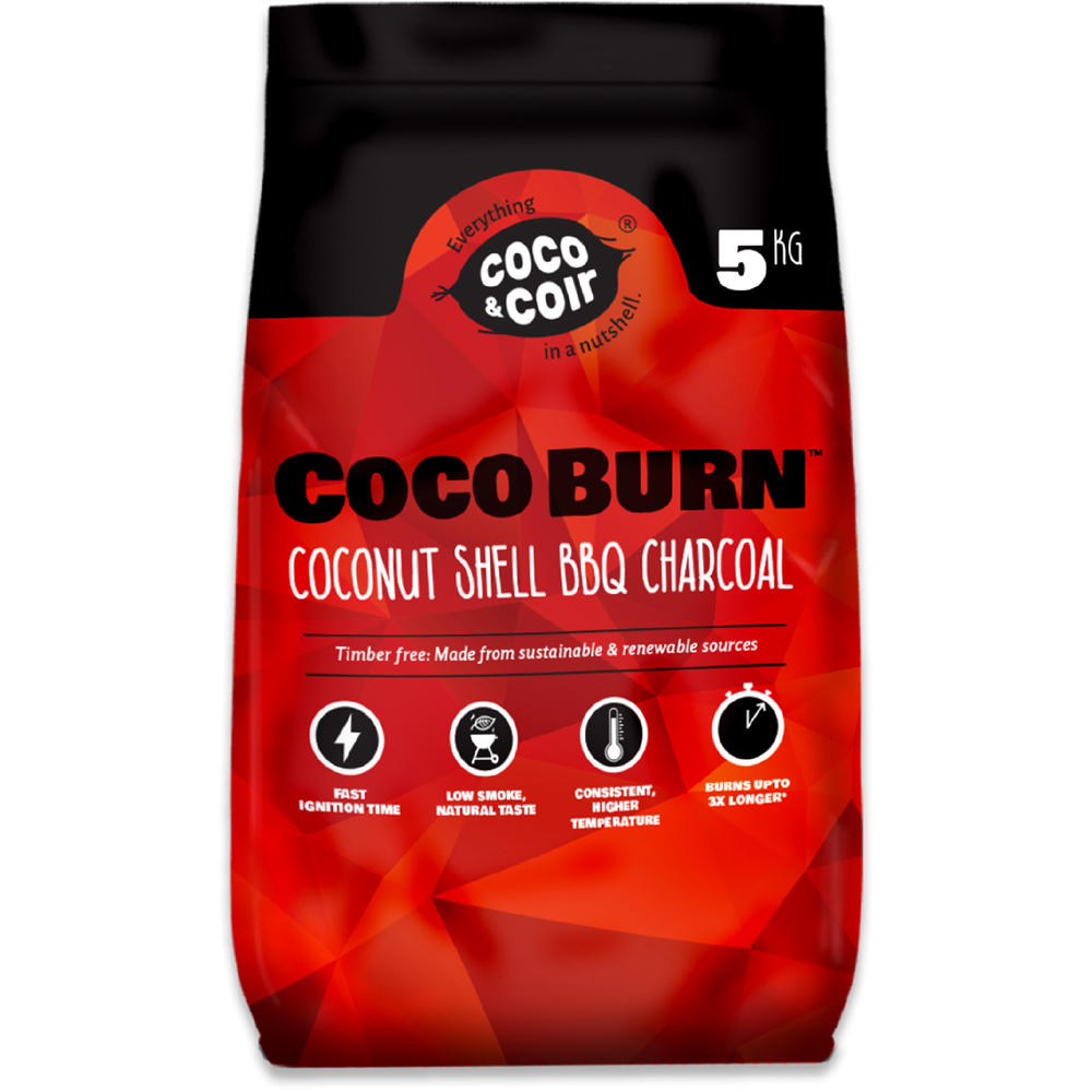 Coco & Coir Natural Bbq Charcoal 5Kg Bag Coconut Shell Briquettes Perfect For Outdoor Barbecues Long Burn 100% Natural