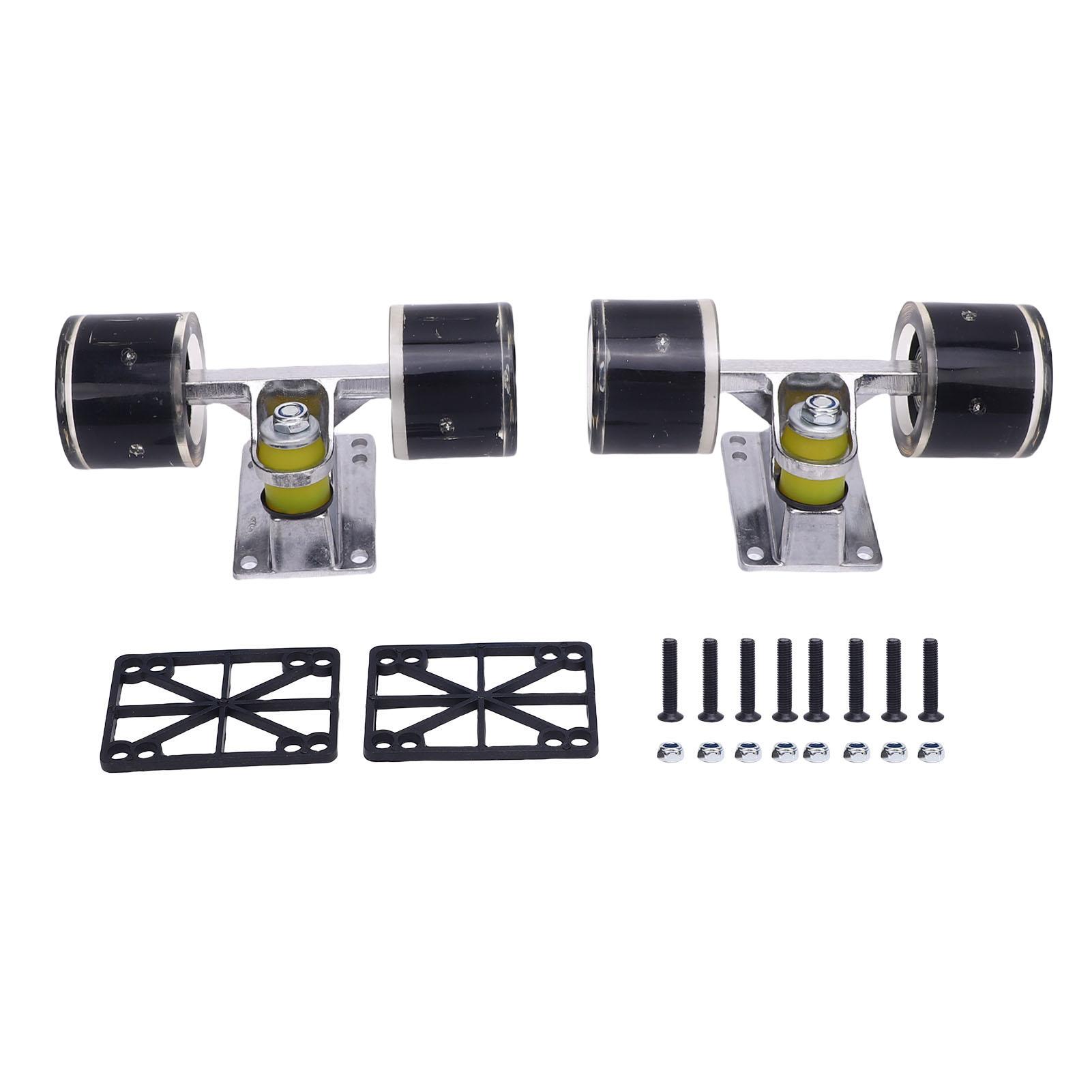 Fishine 1 Pair Skateboard Trucks and Wheels PU Longboard 3.2 Inch Trucks Wheels Combo Set for Cruiser