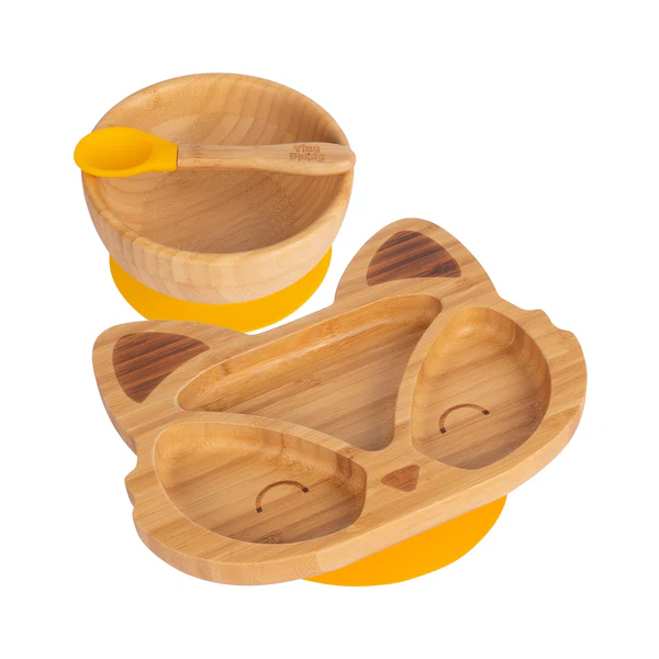 Tiny Dining Children's Bamboo Suction Fox Dinner Set