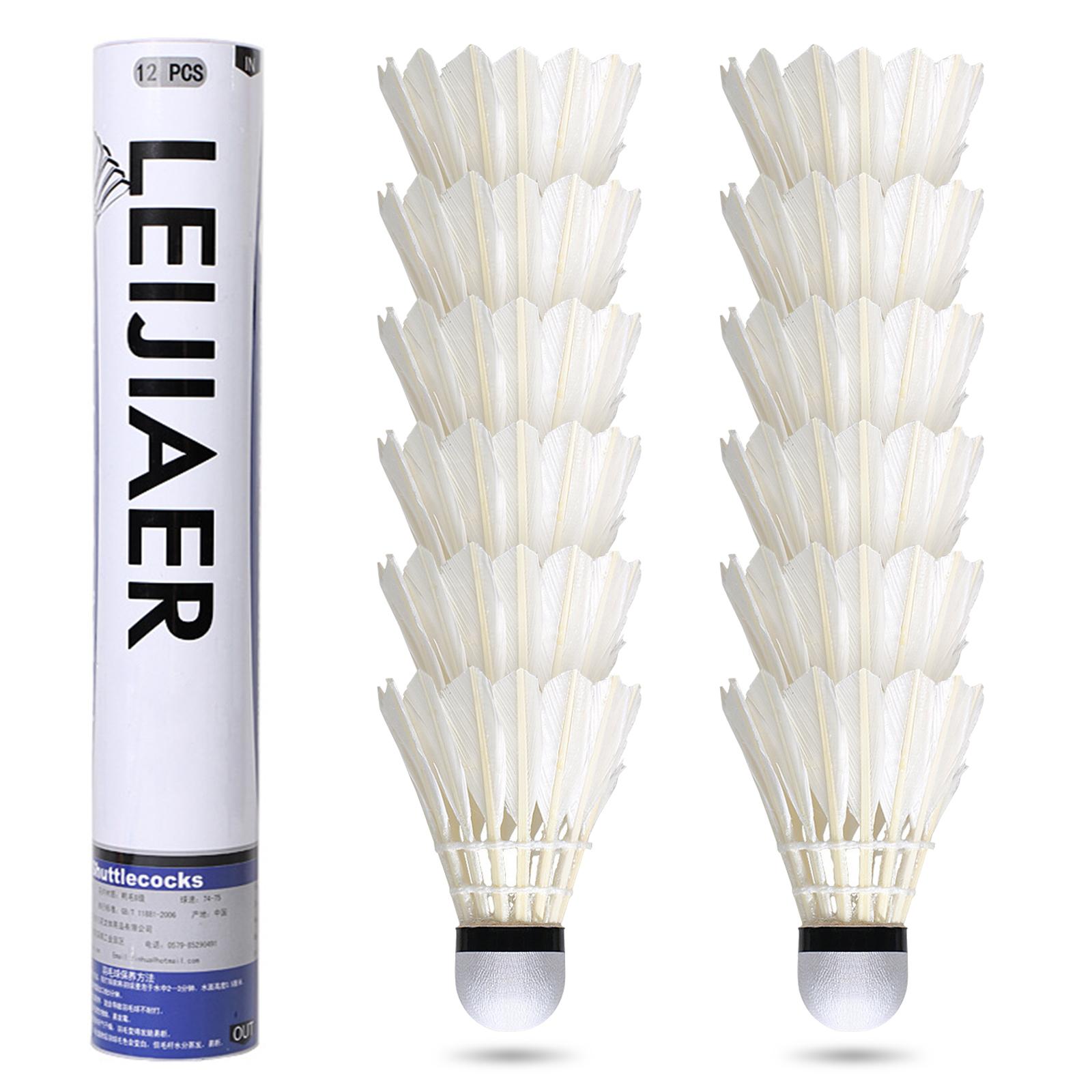 TOMTOP JMS Feather Shuttlecocks for Badminton Outdoor 12-Pack Beginner Training Badminton Shuttlecocks white