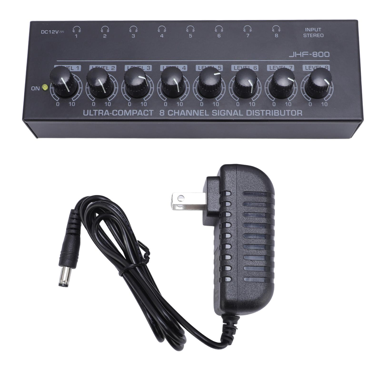 DIYelecs Headphone Amplifier 8 Output 1 Input Portable Stereo Headphone Amplifier for Performance US Plug EU Plug