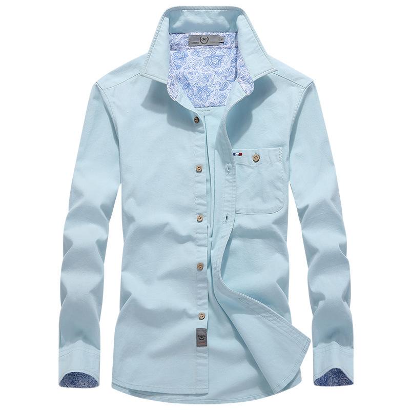 CHIC STUDIO Men's Shirts Large Size Casual Solid Color Loose Long-sleeved Cotton Shirts Men's Tops Shirts for Men 4XL