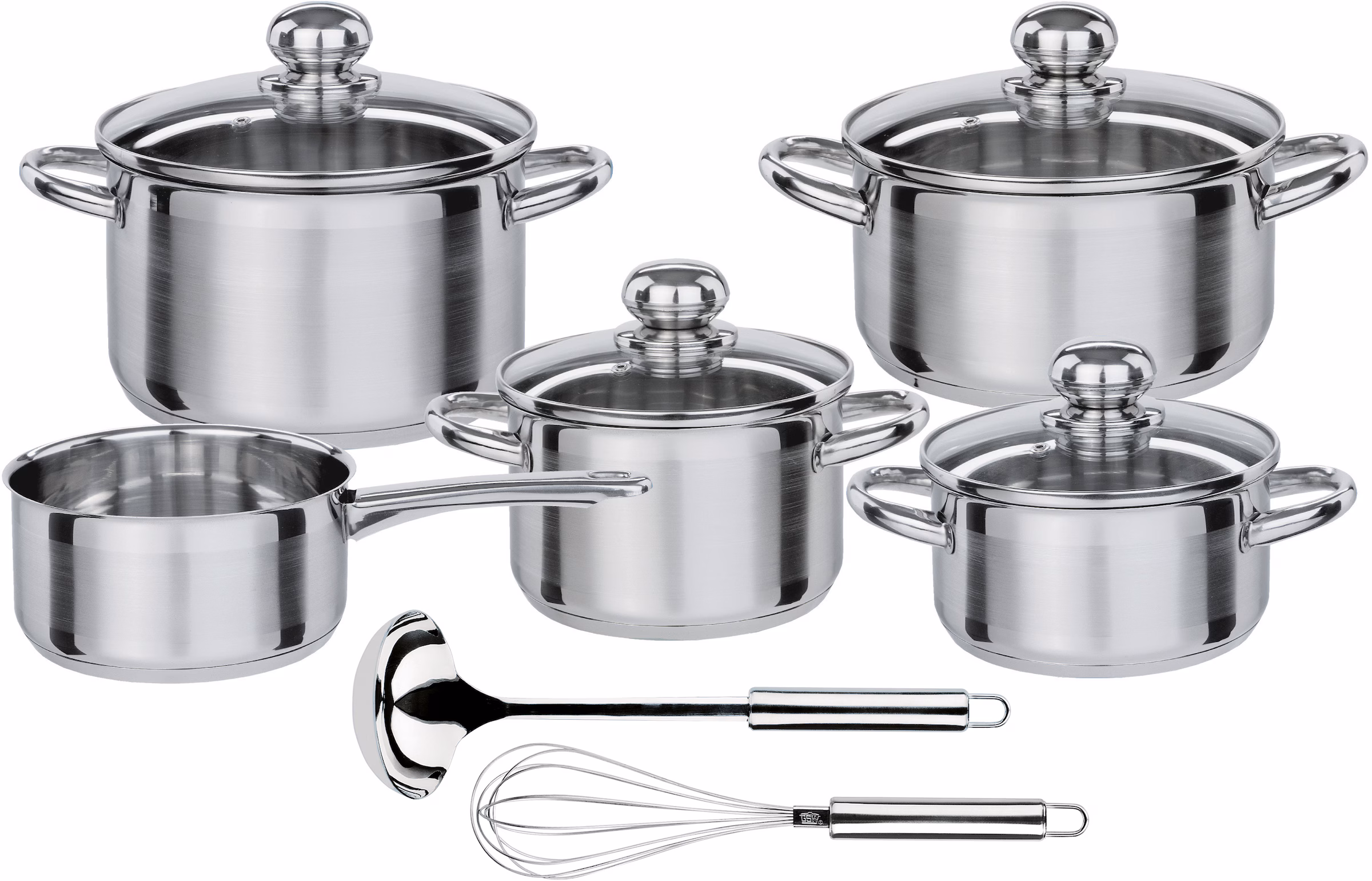 GSW Silver Star 11 Piece Stainless Steel Cookware Set gray