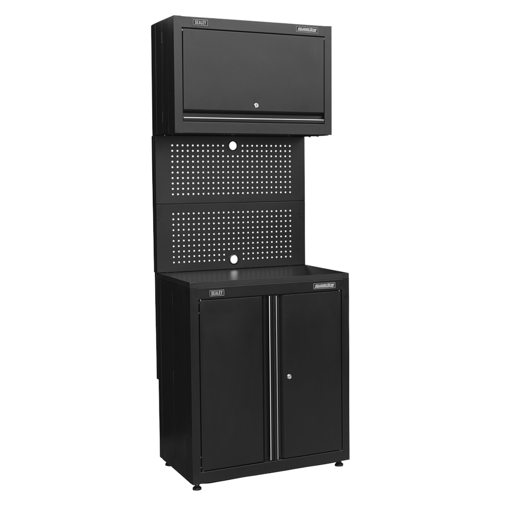 81.1" H x 30.51" W x 19.29" D Modular Base and Wall Cabinet black,gray