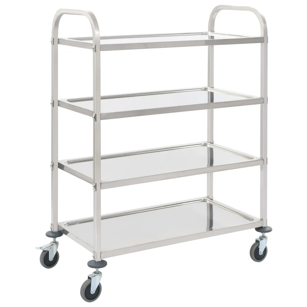 VidaXL 4-Tier Kitchen Trolley 107x55x125 cm Stainless Steel