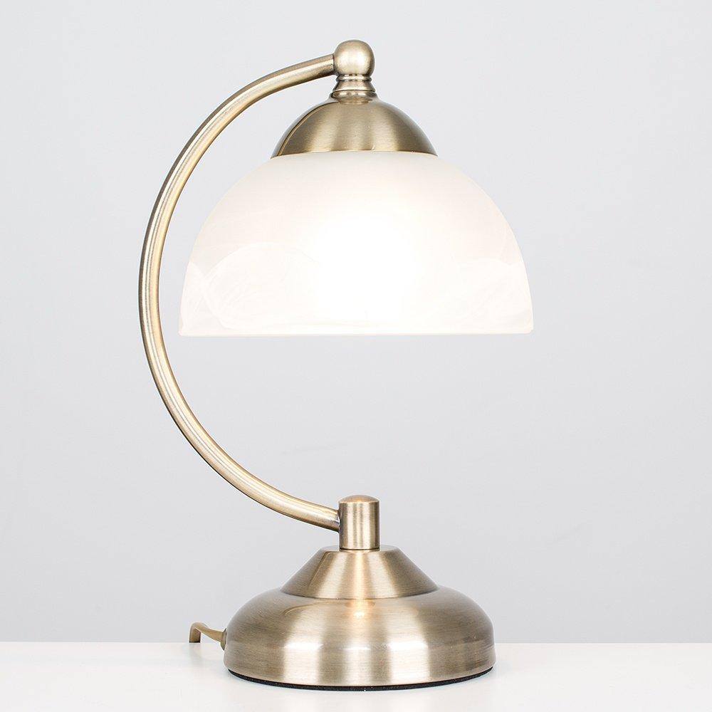 Iconic Lights Stamford Table Lamp with Glass Shade in Antique Brass