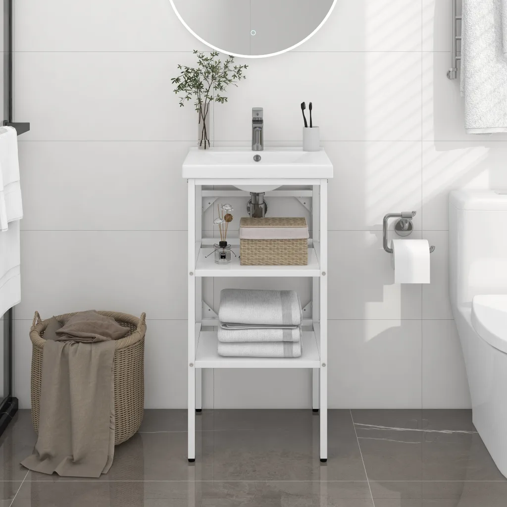 VidaXL Bathroom Washbasin Frame White 40x38x83 cm Iron