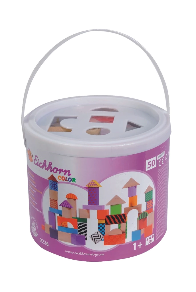 Eichhorn 100002226 - Colour Holzbausteine, 50-teilig In Trommel - Toys/Spie NEW