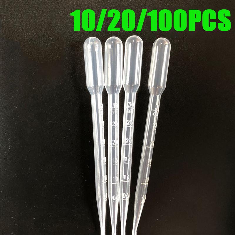 BeautyBaby 5/10/20/100PCS Plastic Graduated Pipette Dropper 3ml Capacity Lab Laboratory Transparent 100PCS