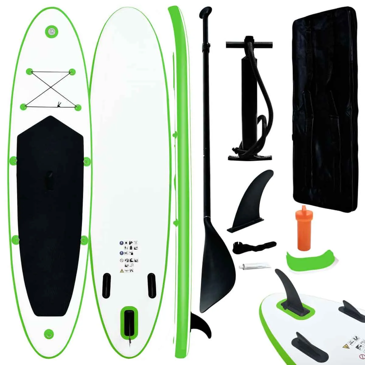 VidaXL Inflatable Stand Up Paddleboard Set Green and White