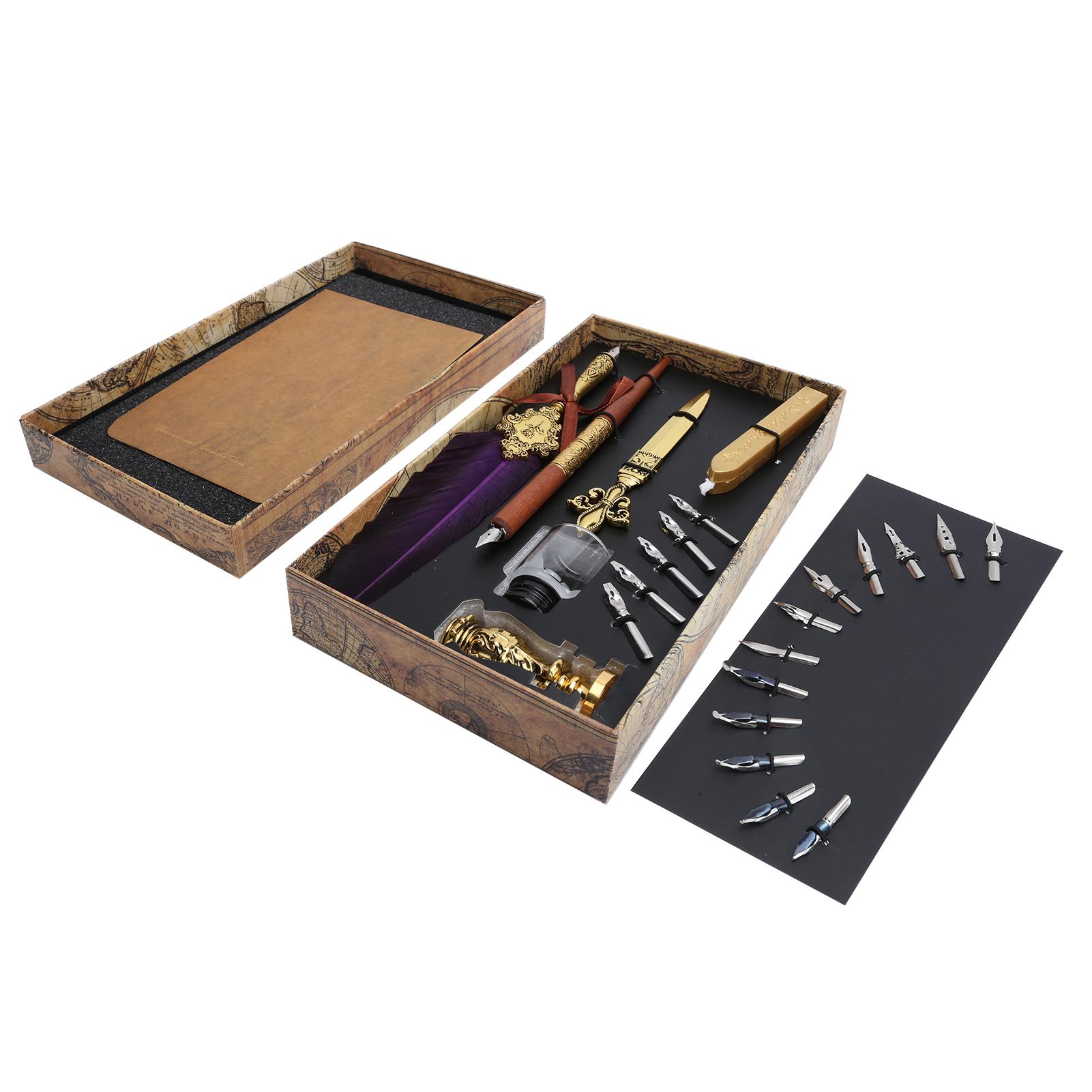 GoolRC Feather Pen Set Calligraphy Writing Drawing Quill Dip Kit Vintage Art Craft CollectionSP248014R
