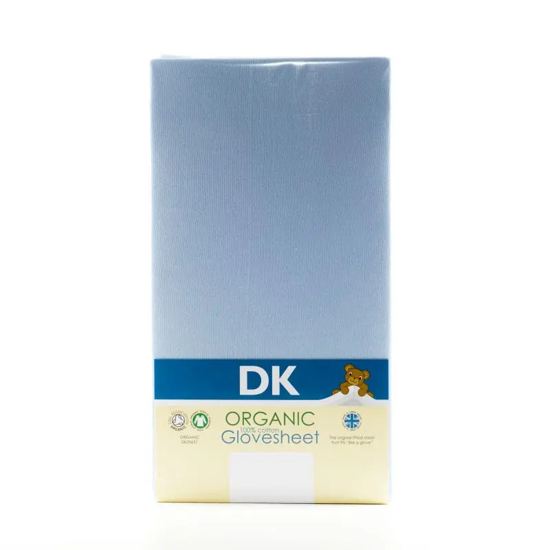 DK Glovesheets DK Glove ORGANIC Fitted Cotton Sheet for Cot 120x60-Blue