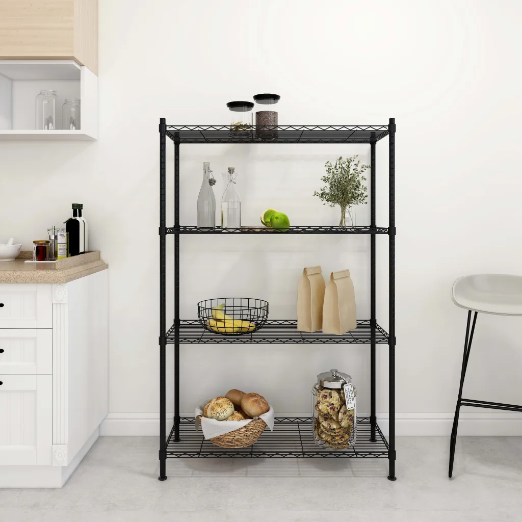 VidaXL 4-Tier Storage Shelf 90x35x137 cm Black 200 kg
