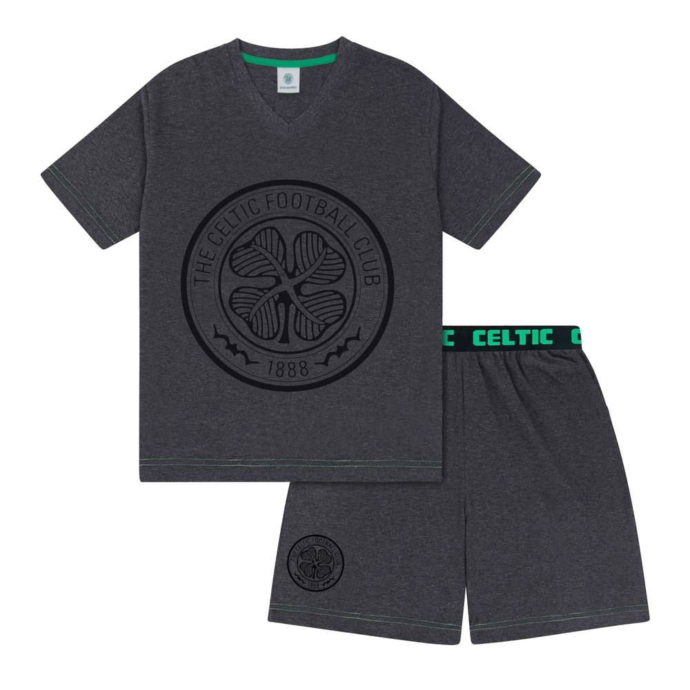 Celtic Fc (grey Crest, Medium) Mens Pyjamas Short Loungewear Official Football Gift