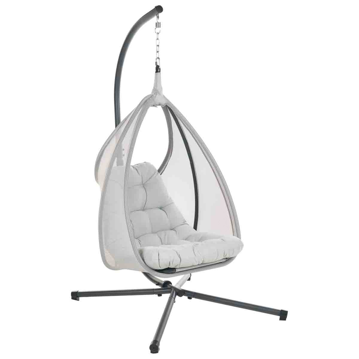 Beliani Hanging Chair With Stand Avegno Fabric Light Grey