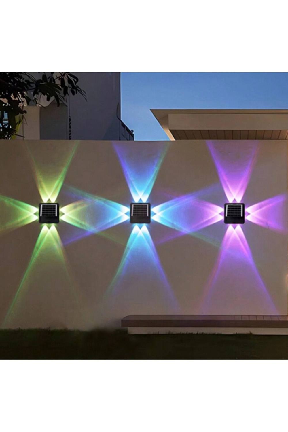 Living And Home 4-way Led Solar Wall Light, Rgb In Black
