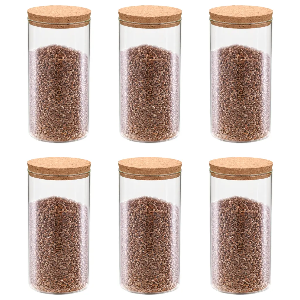 VidaXL Storage Glass Jars with Cork Lid 6 pcs 1100 ml