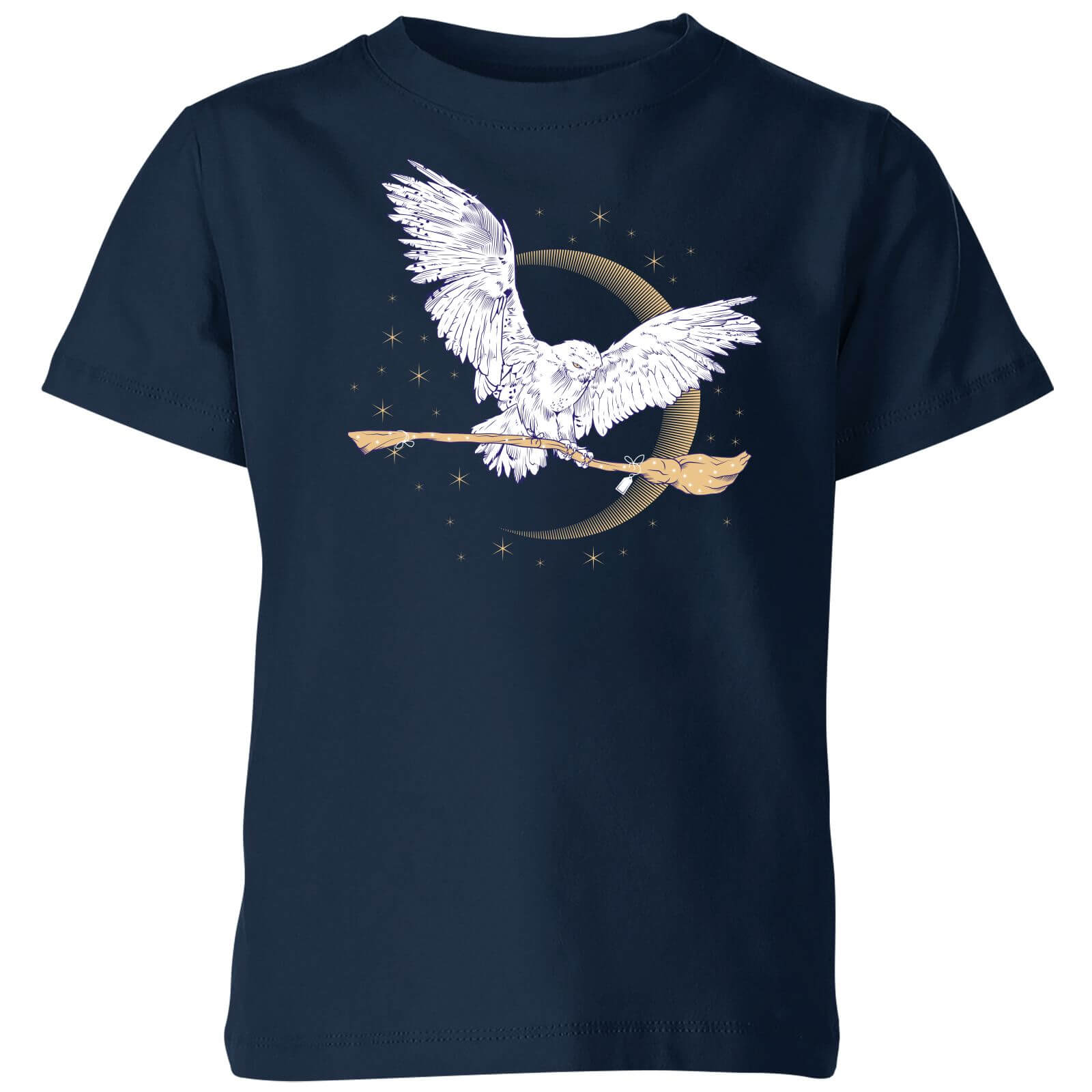 Original Hero Harry Potter Hedwig Broom Kids' T-Shirt - Navy - 5-6 Years