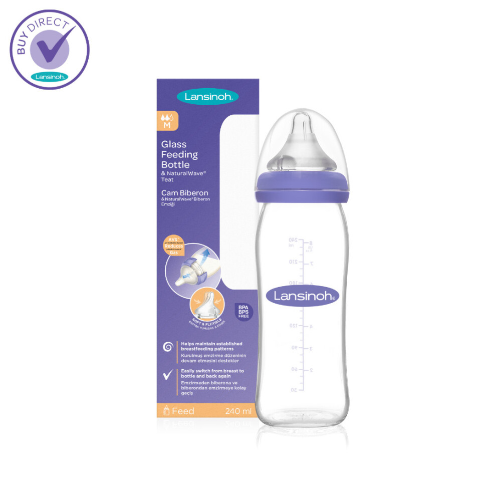 Lansinoh NaturalWave Glass baby bottle Medium 240 ml