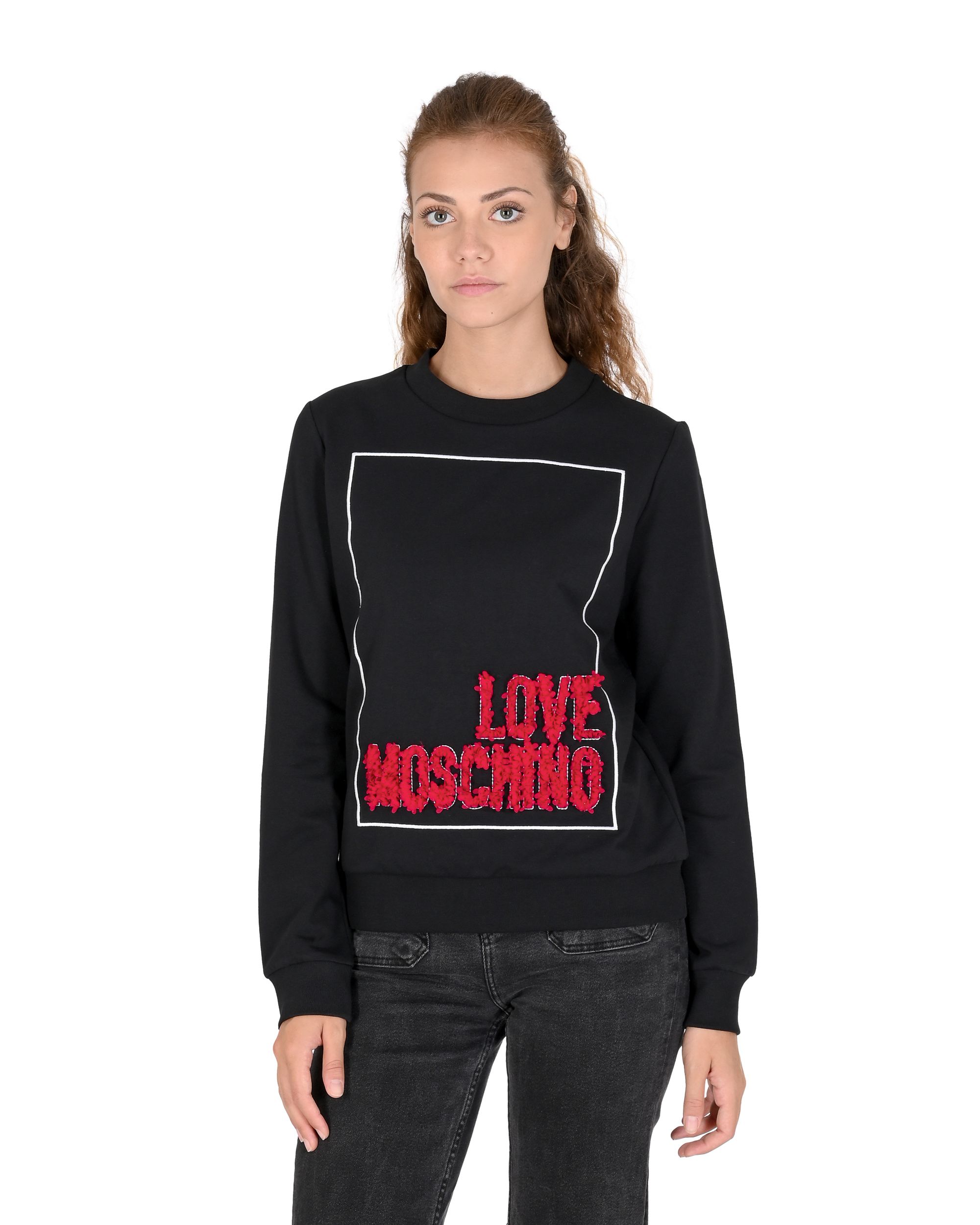 Love Moschino Long Sleeve Crew Neck Sweatshirt Black Sweatshirts & Hoodies