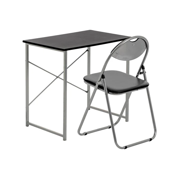 2pc Black Metal Industrial Office Desk & Chair Set | By Harbour Housewares