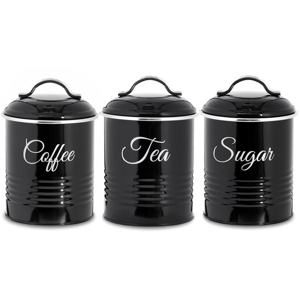 Rosalind Wheeler Innoteck Essentials 3 Piece Coffee, Tea, and Sugar Jar Set black