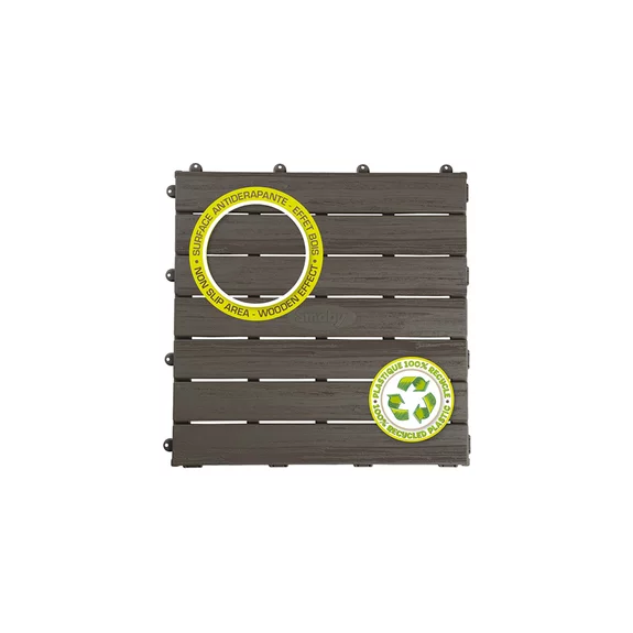 Smoby - Set of 6 Playhouse, Floor Tiles, Brown, Indoor or Outdoor Use, Plastic, Convenient for Use with Most Playhouses, for Ages 2 and up