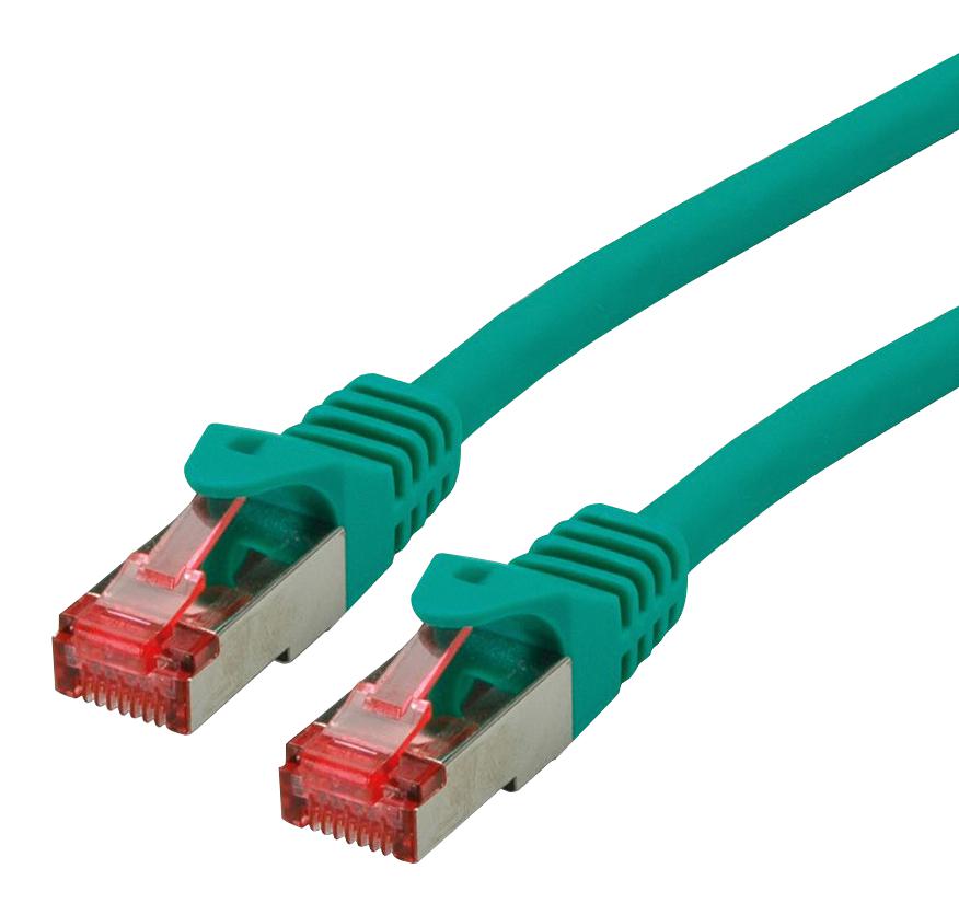 Roline Cat6 Male RJ45 to Male RJ45 Ethernet Cable, S/FTP Shield, Green LSZH Sheath, 0.5m