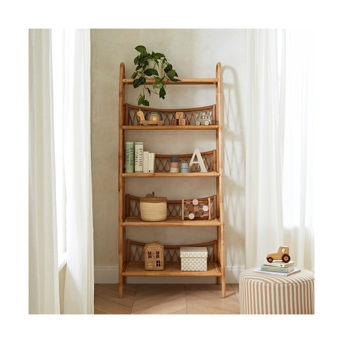 CuddleCo Aria 5 Tier Rattan Shelving Unit - Rattan