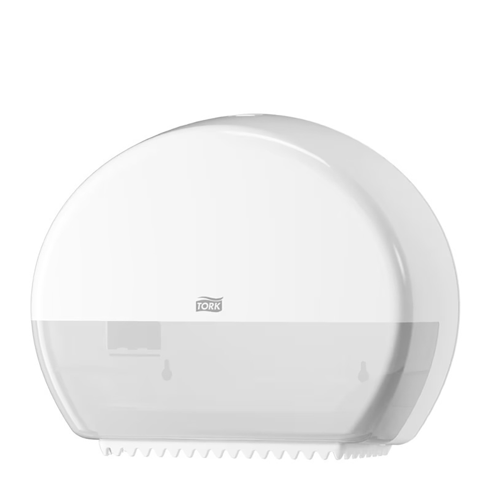 Tork Mini Jumbo Toilet Roll Dispenser White T2 Enclosed Elevation Range 555500